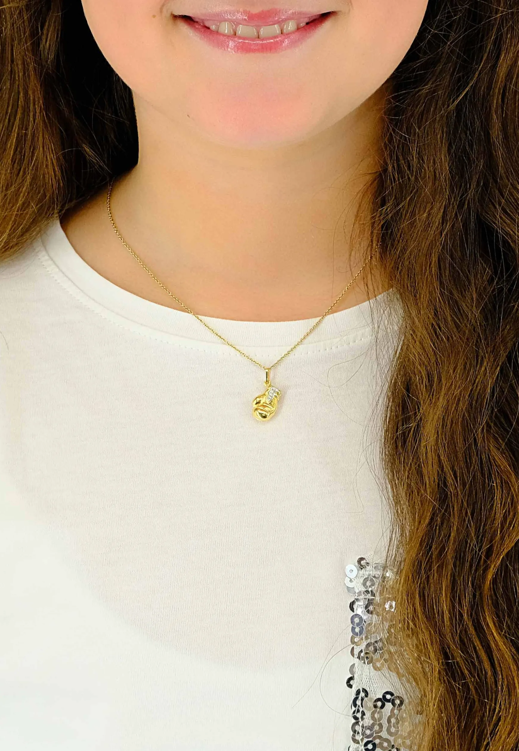 Anhänger Boxen Bicolor Gelb-/Weissgold 750, 22x12mm