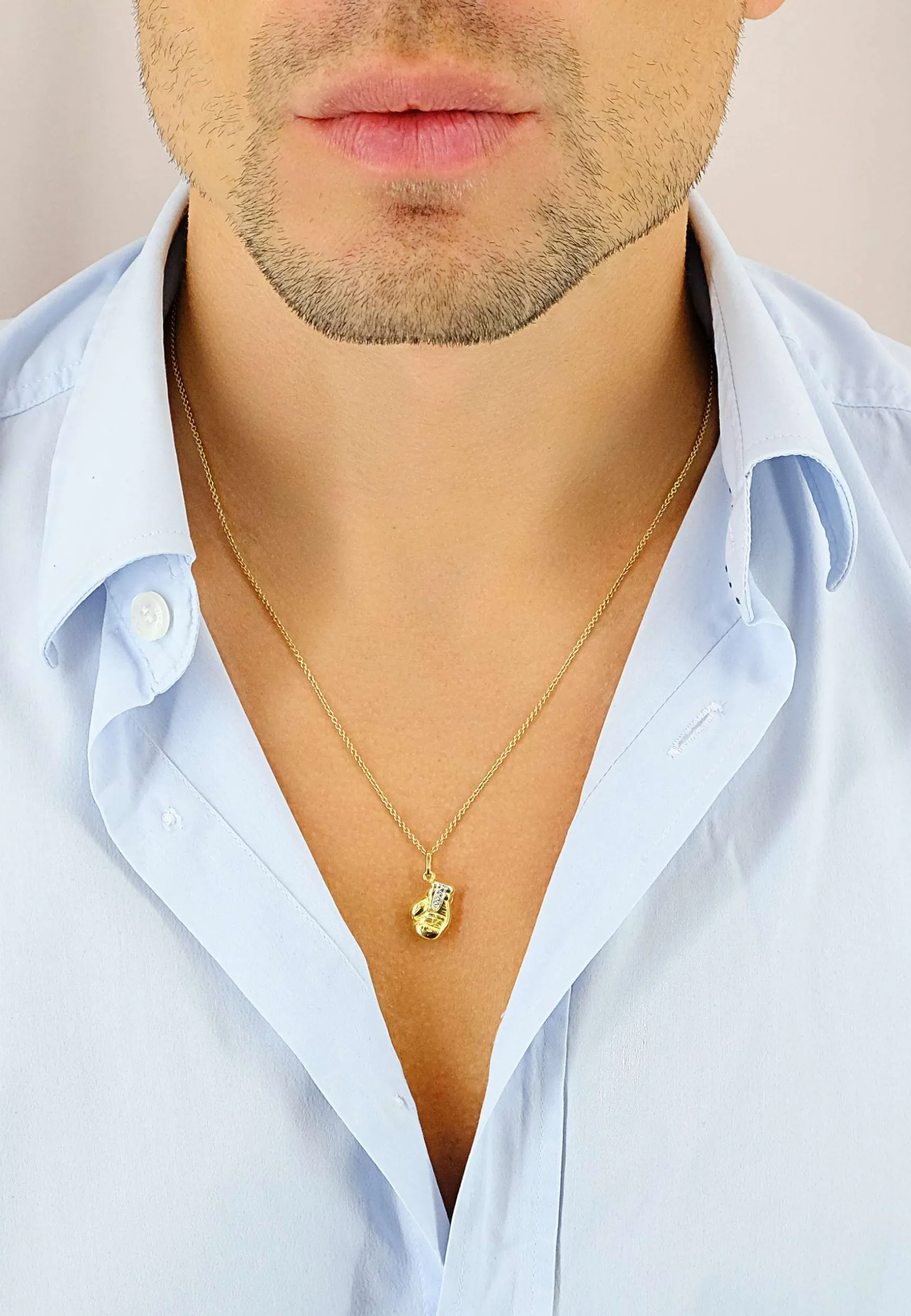 Anhänger Boxen Bicolor Gelb-/Weissgold 750, 22x12mm