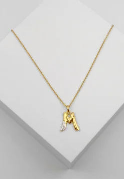 Anhänger Buchstabe M Bicolor Gelb-/Weissgold 750 Diamant 0.01ct. 21x14mm