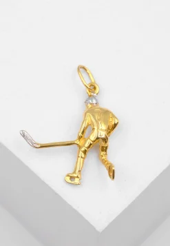 Anhänger Eishockey Bicolor Gelb-/Weissgold 750, 26x19mm