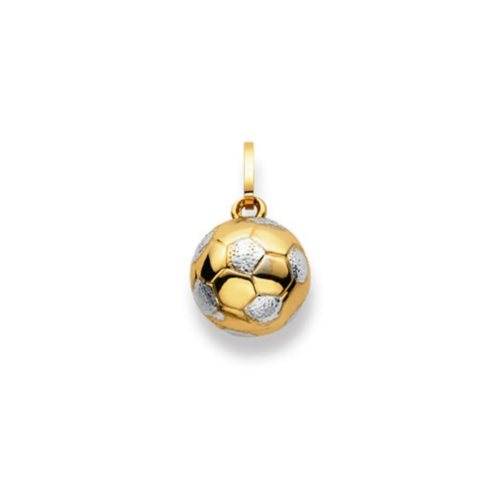 Anhänger Fussball Bicolor Gelb-/Weissgold 750, 16x10mm
