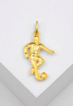 Anhänger Fussball Gelbgold 750, 30x15mm