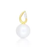 Anhänger Gelbgold 750 Süsswasserperle 10-10.5mm Brillant 0.03ct.