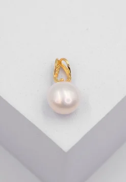 Anhänger Gelbgold 750 Süsswasserperle 10-10.5mm Brillant 0.03ct.