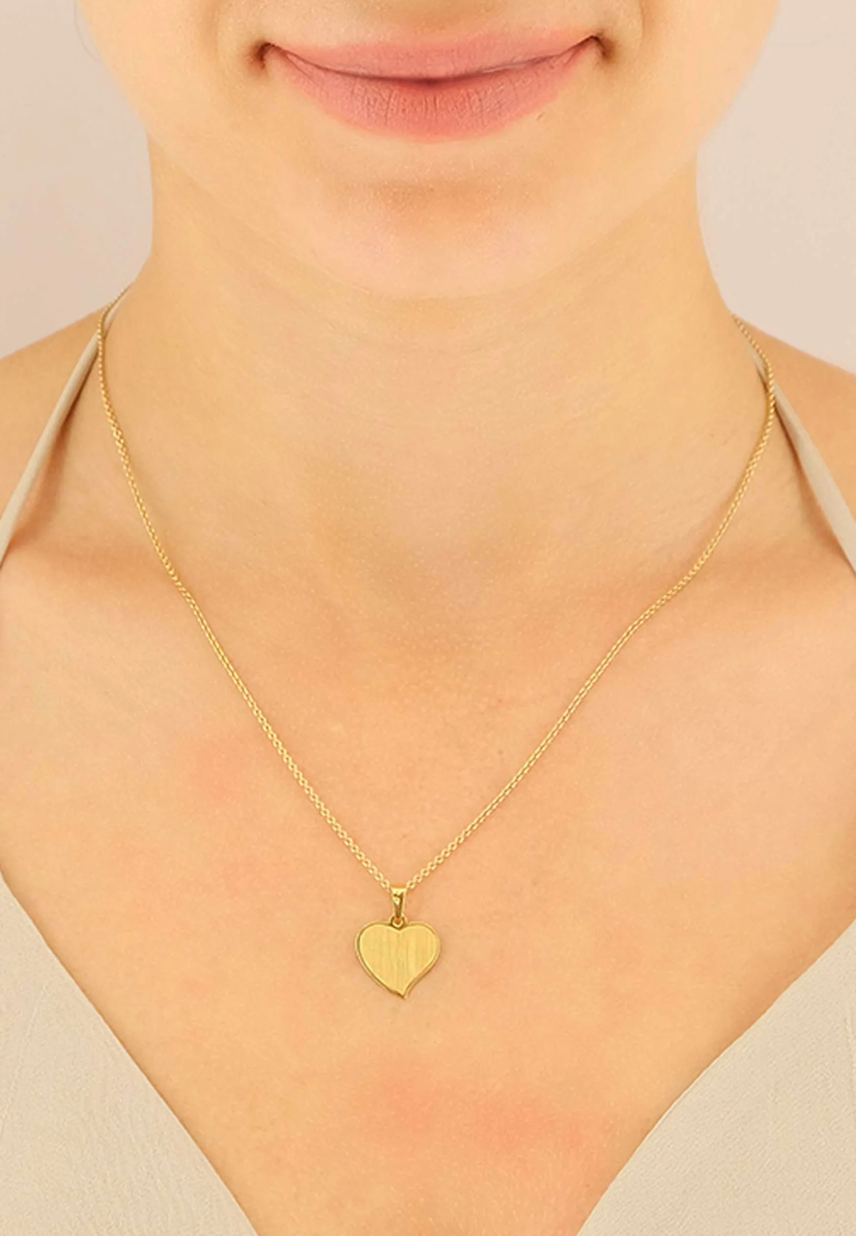 Anhänger Gravurplatte Herz Gelbgold 750, 19x15mm