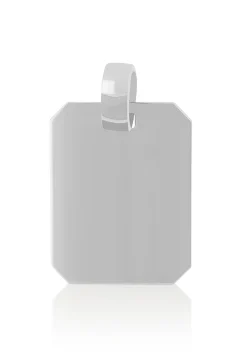 Anhänger Gravurplatte rechteckig Weissgold 750, 24x15mm