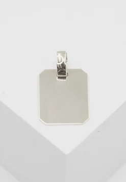 Anhänger Gravurplatte rechteckig Weissgold 750, 24x15mm