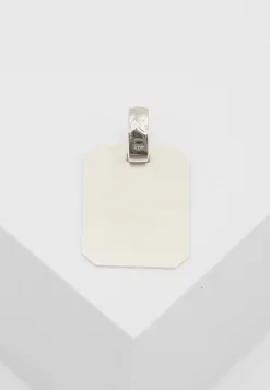 Anhänger Gravurplatte rechteckig Weissgold 750, 24x15mm