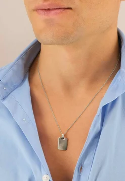 Anhänger Gravurplatte rechteckig Weissgold 750, 24x15mm