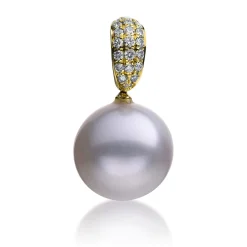 Anhänger 750/18K Gelbgold Diamant 0.13ct. Südsee Perle