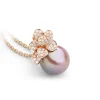 Anhänger 750/18K Rotgold Süsswasserperle Ming, Diamant 0.35ct.