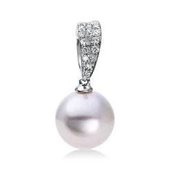 Anhänger 750/18K Weissgold Diamant 0.14ct. Südsee Perle