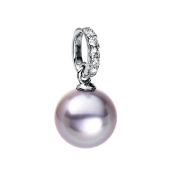 Anhänger 750/18K Weissgold Diamant 0.13ct. Tahiti Perle