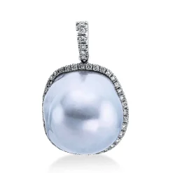 Anhänger 750/18K Weissgold Diamant 0.3ct. Südsee Perle