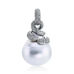 Anhänger 750/18K Weissgold Diamant 0.36ct. Südsee Perle
