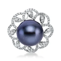 Anhänger 750/18K Weissgold Diamant 0.58ct. Tahiti Perle