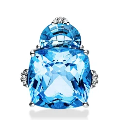 Anhänger 750/18K Weissgold Diamant 0.04ct. Topas 11.2ct.