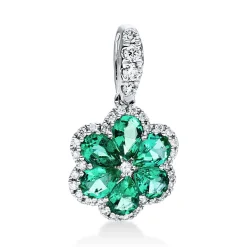 Anhänger 750/18K Weissgold Diamant 0.16ct. Smaragd 0.7ct.