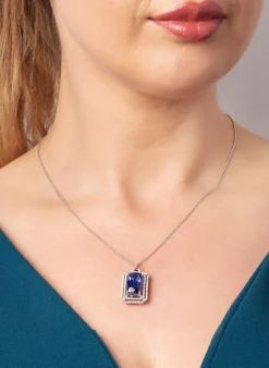 Anhänger 750/18K Weissgold Diamant 0.61ct. Tansanit 7.61ct.