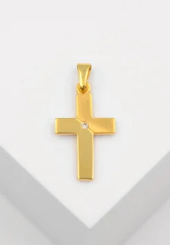 Anhänger Kreuz Gelbgold 750 Diamant 0.02ct. 25x12mm