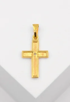 Anhänger Kreuz Gelbgold 750 Diamant 0.02ct. 25x12mm