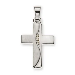 Anhänger Kreuz Weissgold 750, 24x12mm Brillanten 0.04ct.