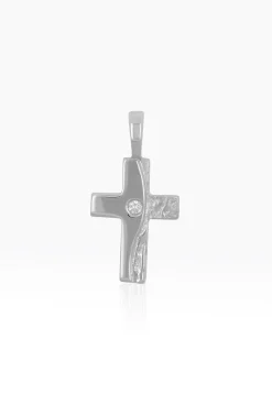 Anhänger Kreuz Weissgold 750 Diamant 0.025ct. 22x11mm