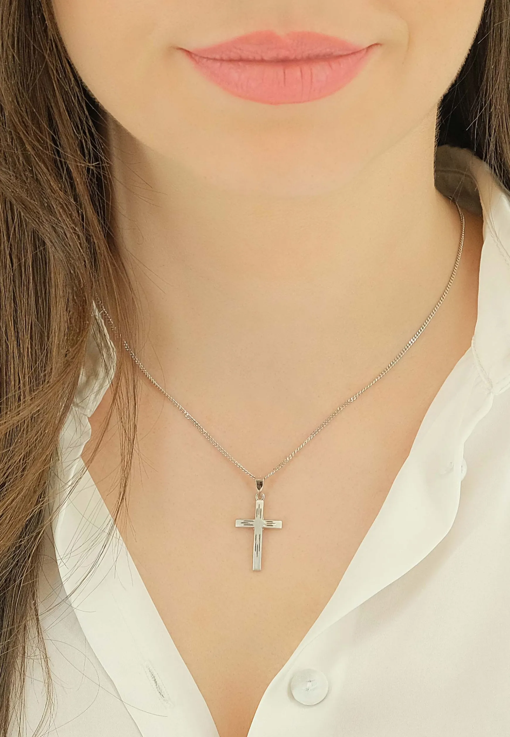 Anhänger Kreuz Weissgold 750, 28x14mm