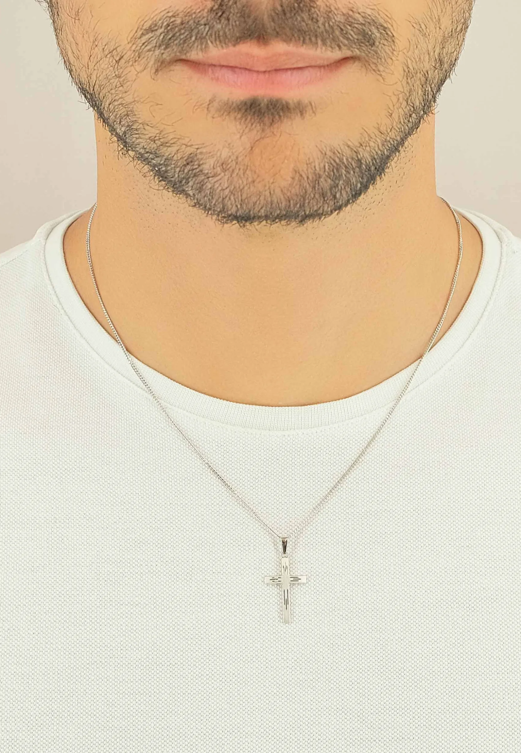 Anhänger Kreuz Weissgold 750, 28x14mm