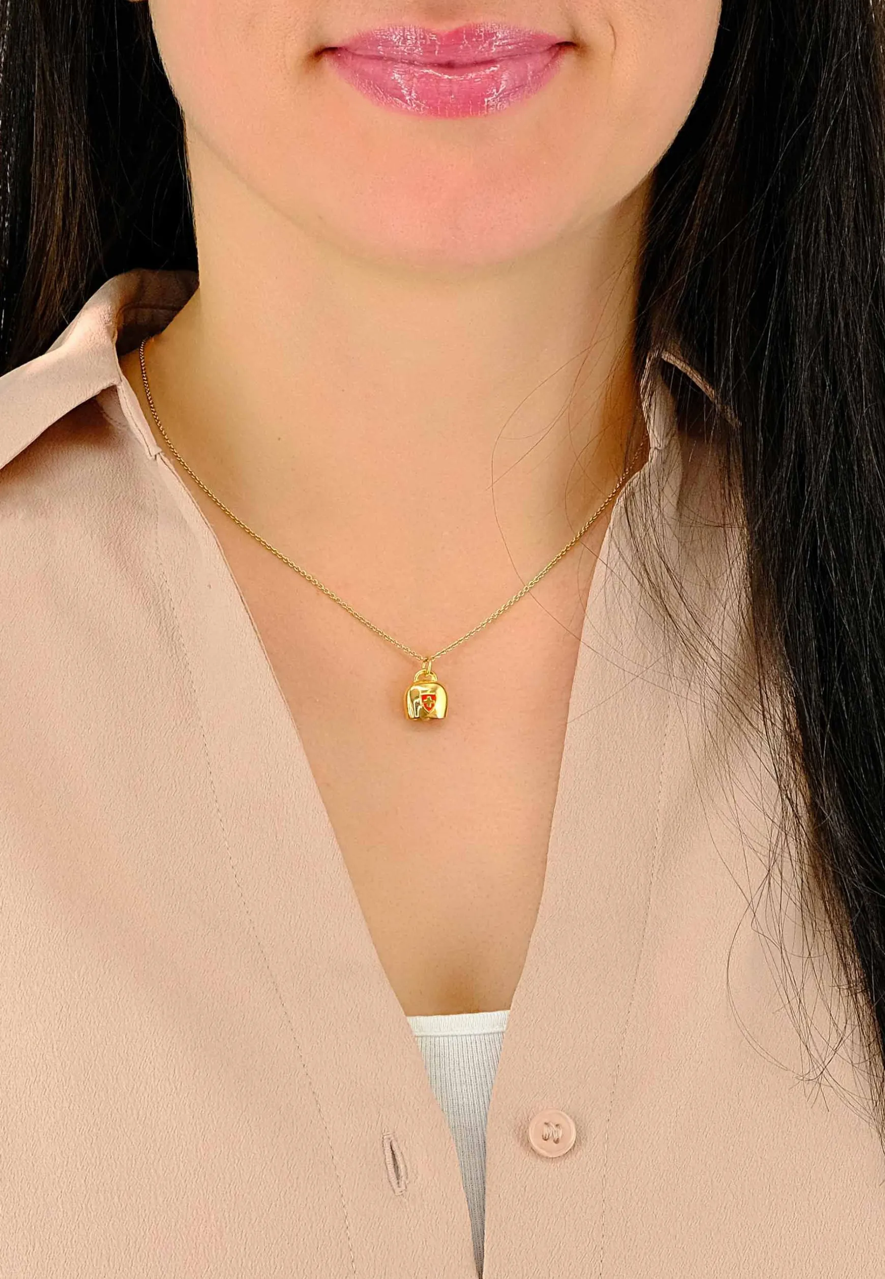 Anhänger Kuhglocke Gelbgold 750, 16x11mm