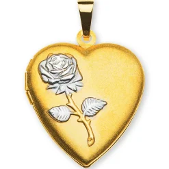 Anhänger Medaillon Bicolor Gelbgold 750 Rose 29x20mm