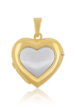 Anhänger Medaillon Bicolor Gelb-/Weissgold 750 Herz 23x18mm