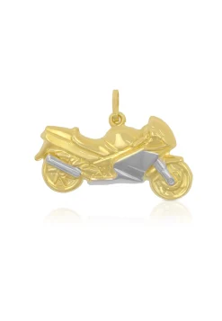 Anhänger Motorrad Bicolor Gelb-/Weissgold 750, 21x28mm