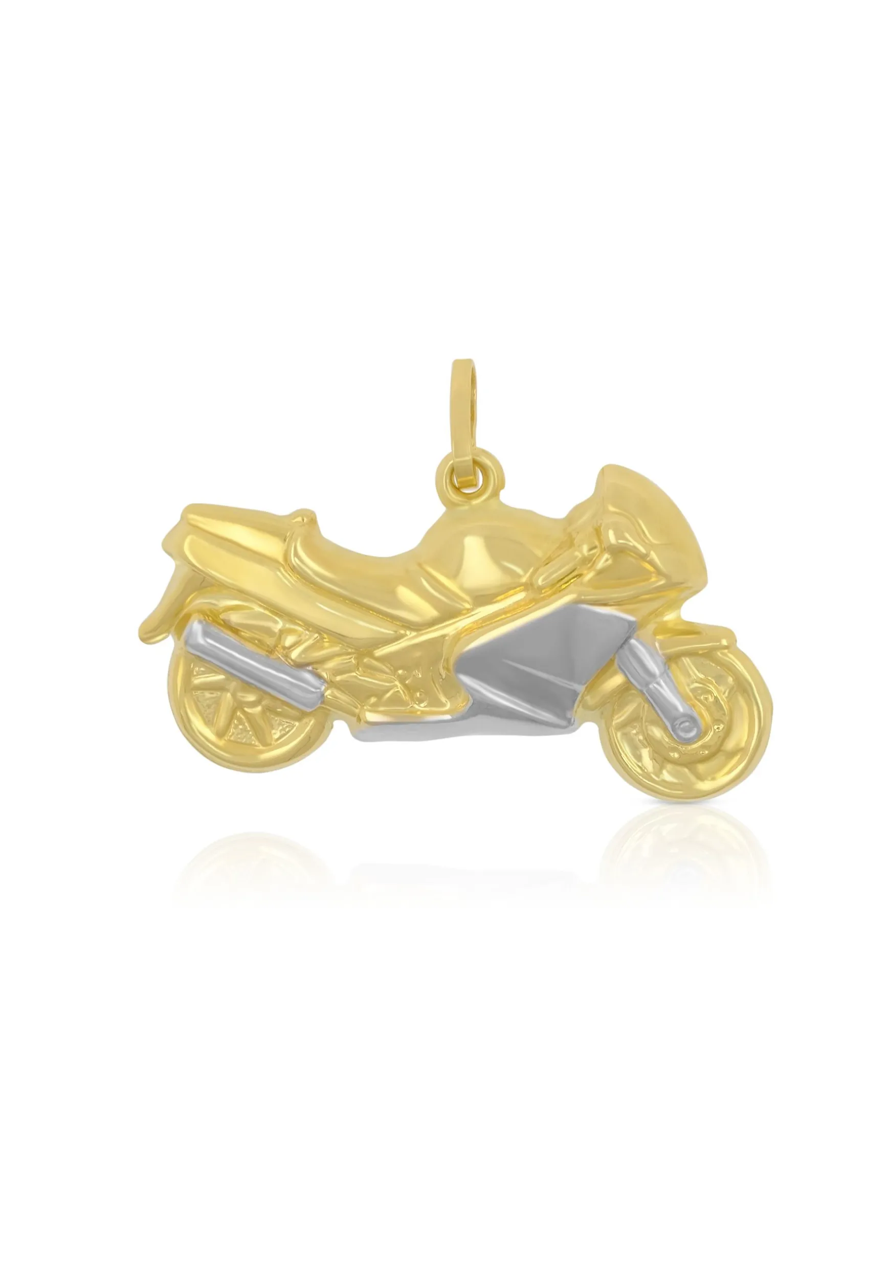 Anhänger Motorrad Bicolor Gelb-/Weissgold 750, 21x28mm