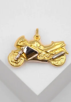 Anhänger Motorrad Bicolor Gelb-/Weissgold 750, 21x28mm