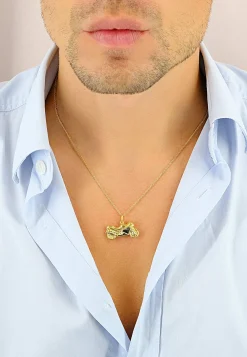 Anhänger Motorrad Bicolor Gelb-/Weissgold 750, 21x28mm