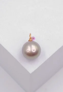 Anhänger Roségold 750 Süsswasserperle 10-11mm Saphir