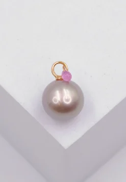 Anhänger Roségold 750 Süsswasserperle 10-11mm Saphir