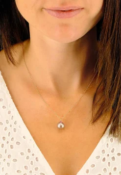 Anhänger Roségold 750 Süsswasserperle 10-11mm Saphir