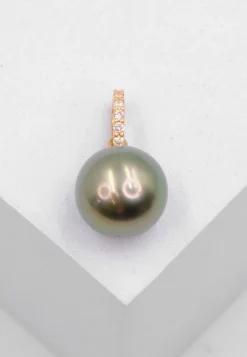 Anhänger Roségold 750 Tahiti Perle 10-11mm Brillant 0.08ct.