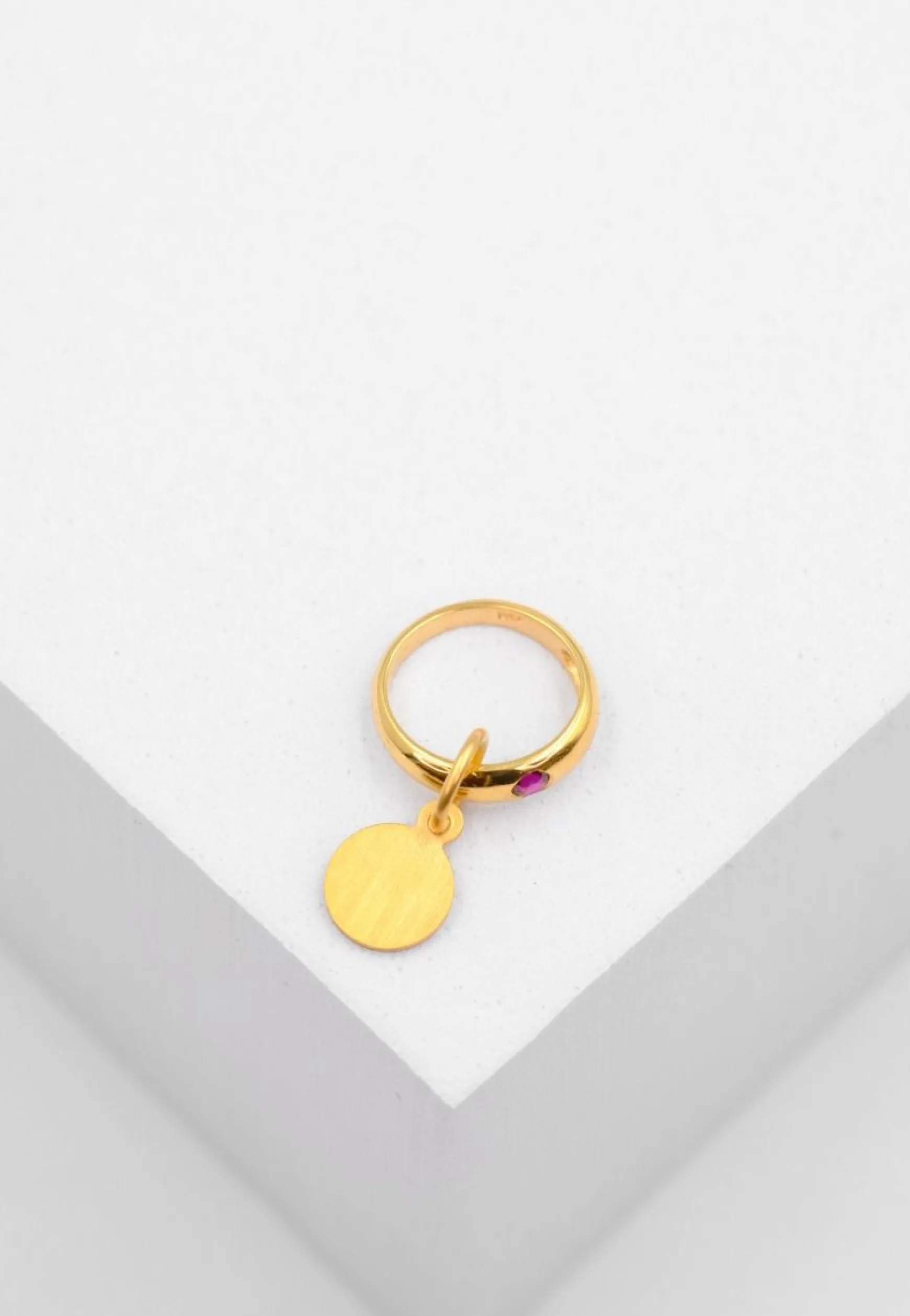 Anhänger Taufring Gelbgold 750 Rubin