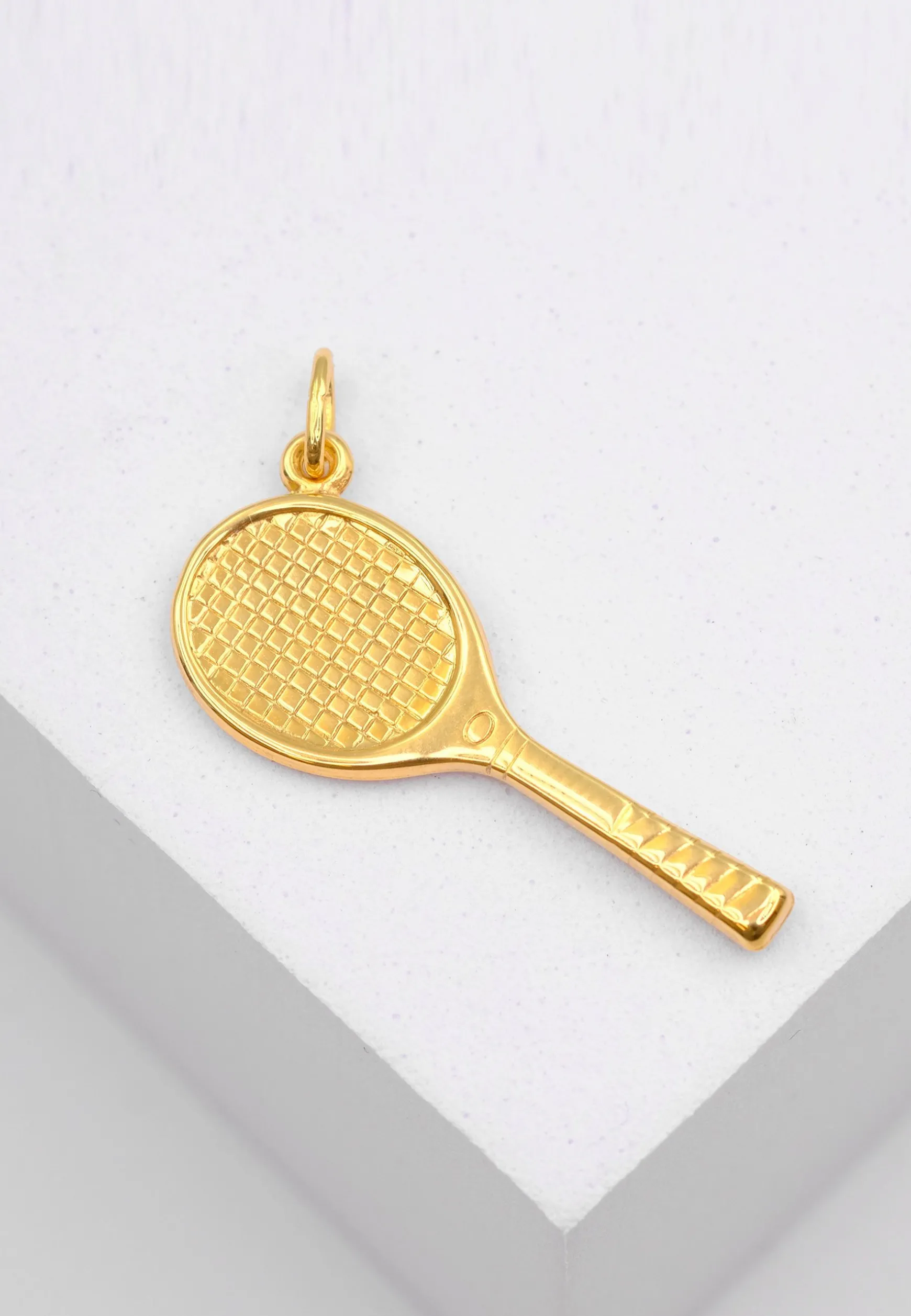 Anhänger Tennisschläger Gelbgold 750, 25x25mm