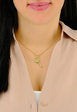 Anhänger Tennisschläger Gelbgold 750, 25x25mm