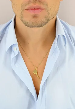 Anhänger Tennisschläger Gelbgold 750, 25x25mm