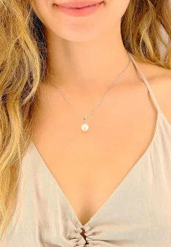 Anhänger Weissgold 750 Süsswasserperle 9-9.5mm Brillant 0.04ct.