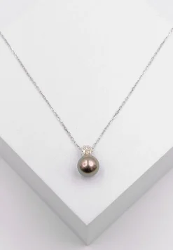 Anhänger Weissgold 750 Tahiti Perle 9.5-10mm Brillant 0.14ct.