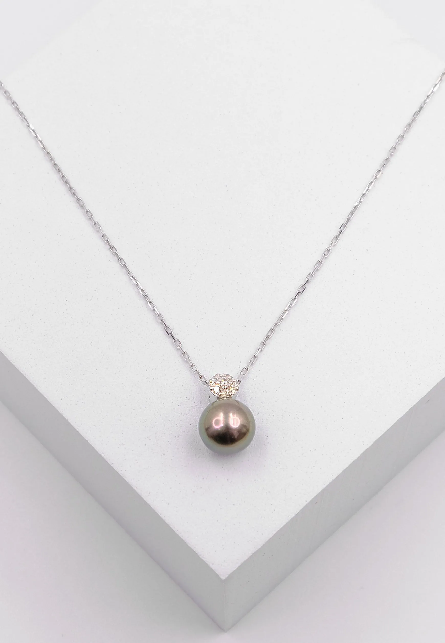 Anhänger Weissgold 750 Tahiti Perle 9.5-10mm Brillant 0.14ct.