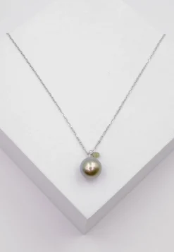 Anhänger Weissgold 750 Tahiti Perle 9.5-10mm Saphir