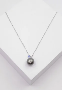 Anhänger Weissgold 750 Tahiti Perle 10-11mm Saphir