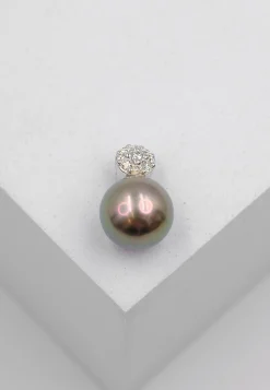Anhänger Weissgold 750 Tahiti Perle 9.5-10mm Brillant 0.14ct.